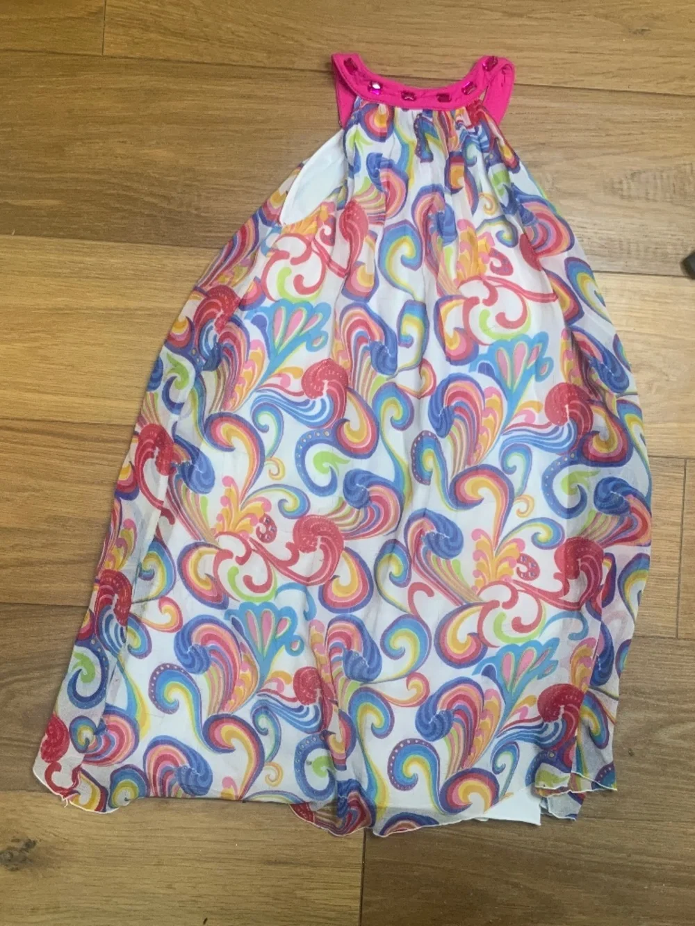 Halter Neck Silk Dress with Gem Design Flowers by Zoe Size M